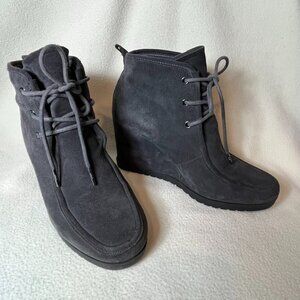 Michael Kors Boot Size 9 Wedge Black Suede Leather Shoes